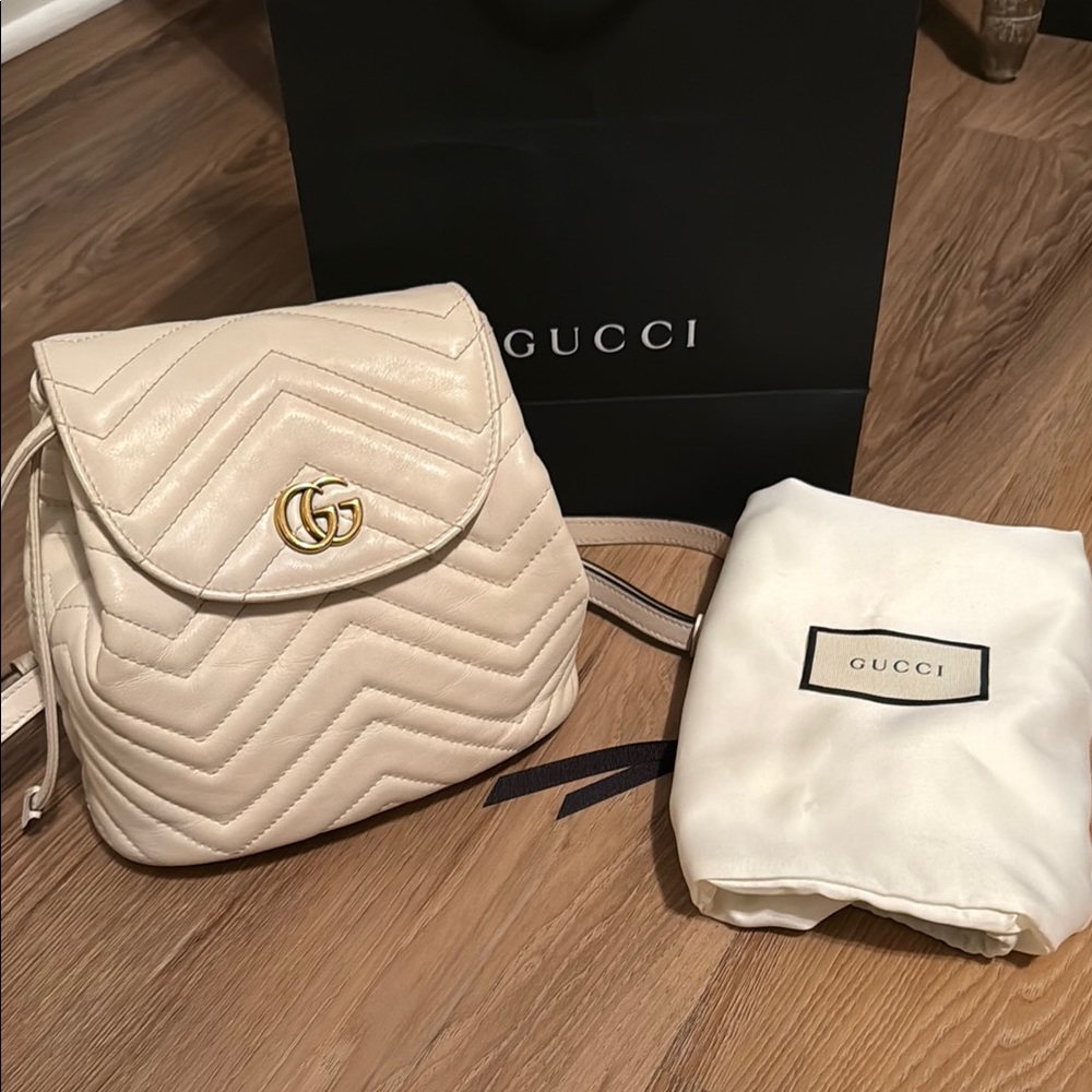 Gucci Cream Quilted Backpack